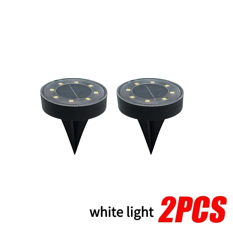 1-8PCS LED Solar Power Disk Light Outdoor Garden Solar Underground Light Deck Light Spotlight Buried Solar Led Lamp Garden Deco