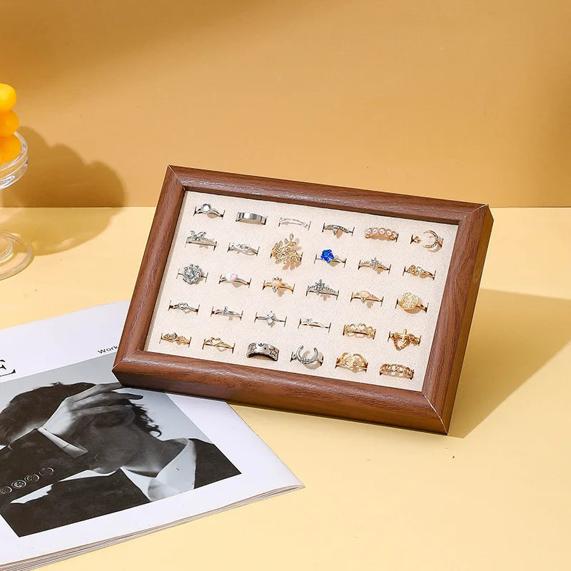 Fashion Ring Display Plate Ear Studs Bracelet Jewelry Storage Box Wood Organizing Box Ring Tray