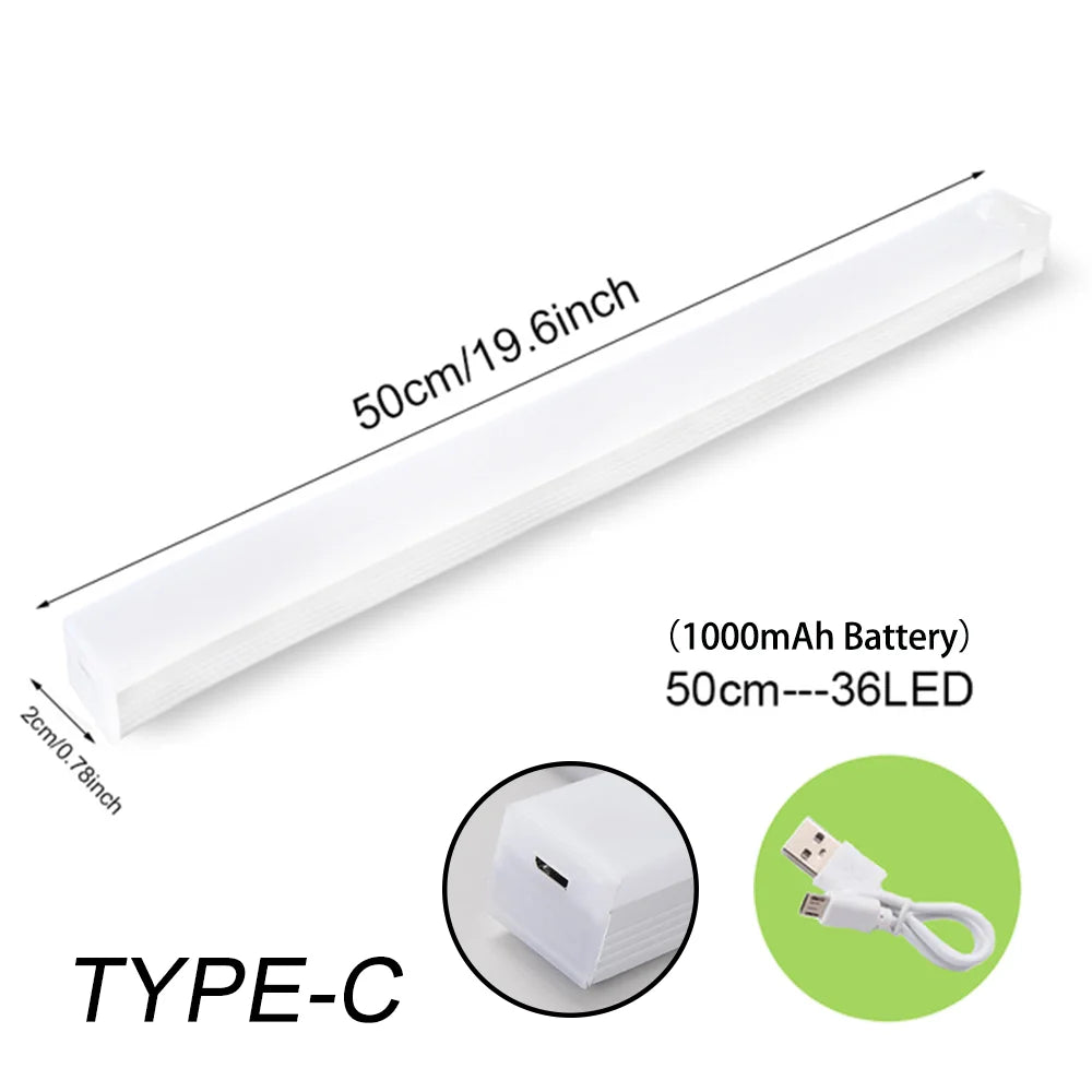 Lampada LED a Sensore di Movimento Ricaricabile, Tipo C, 50 cm, luce notturna…