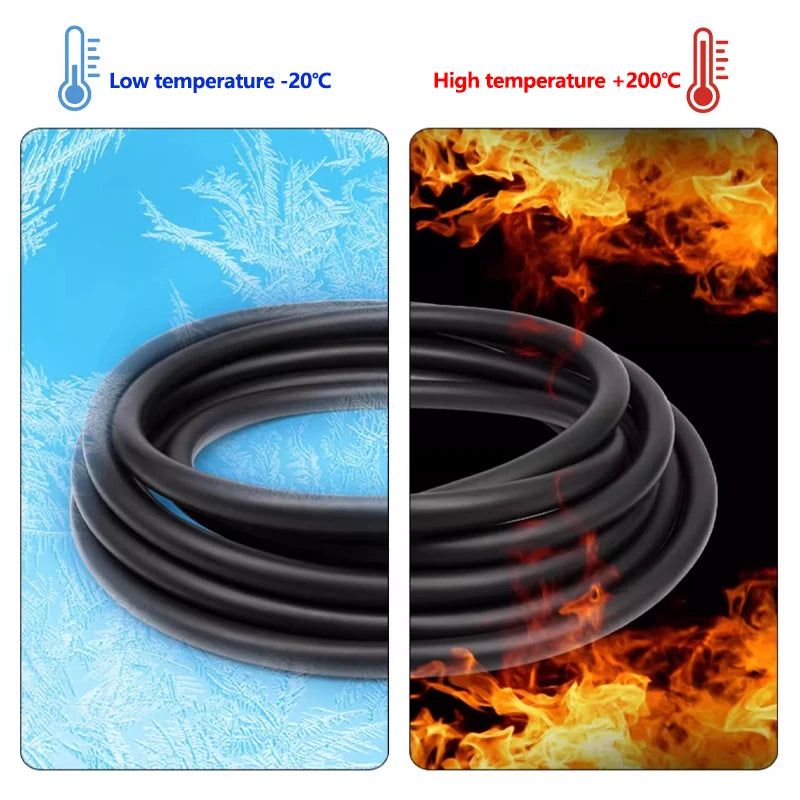 1/2/5m Black Fluorine Rubber Tube 2mm - 25mm Wear-resistant Corrosion Resistant High Temperature FKM Vitons Petrol Diesel Hose