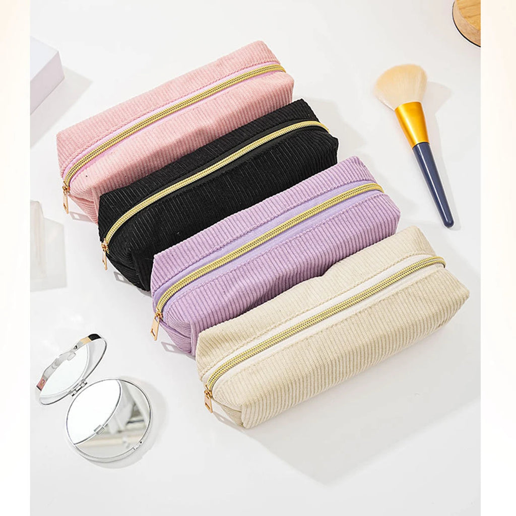 1pc solid color pencil case - large capacity school & office bag