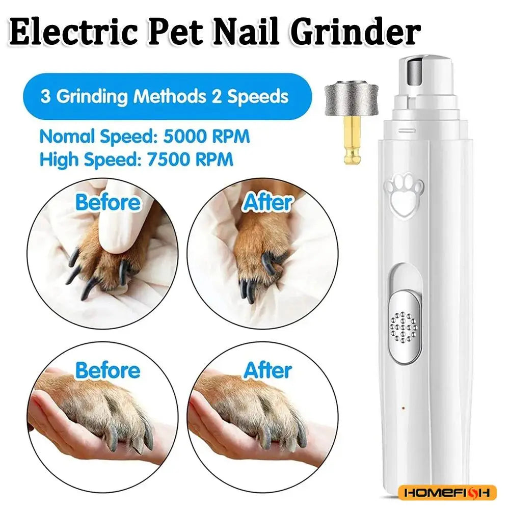 Moletta elettrica per unghie cani e gatti, ricaricabile USB, 2 velocità