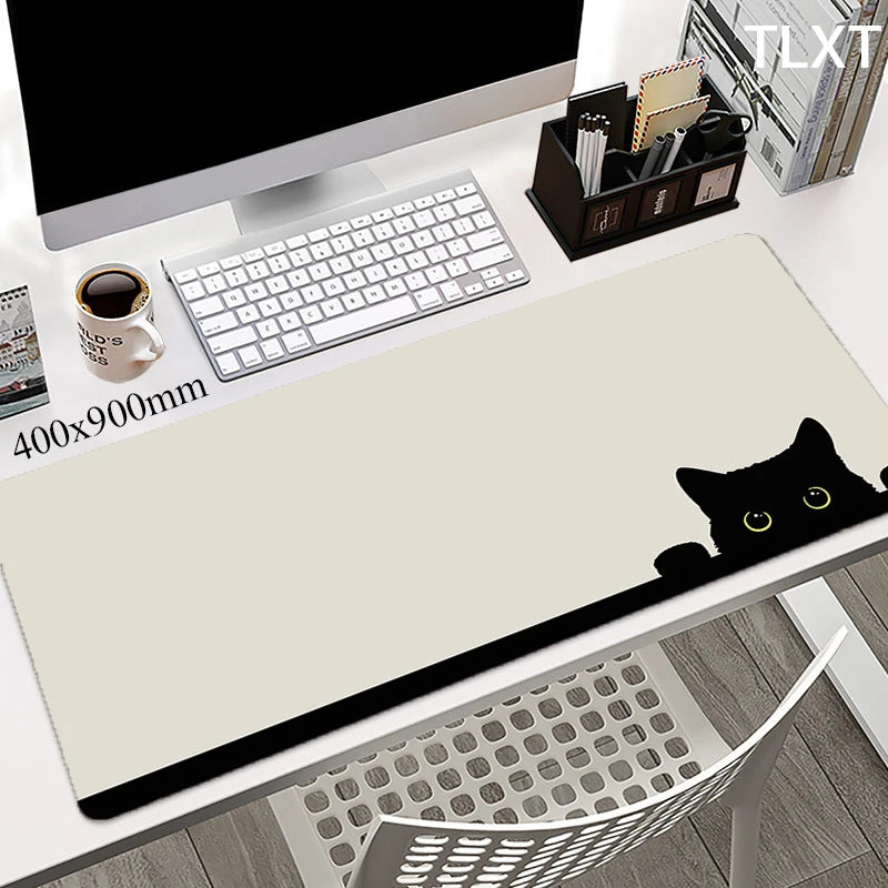 Tappetino da scrivania XXL con stampa gatto kawaii – 100x50 cm