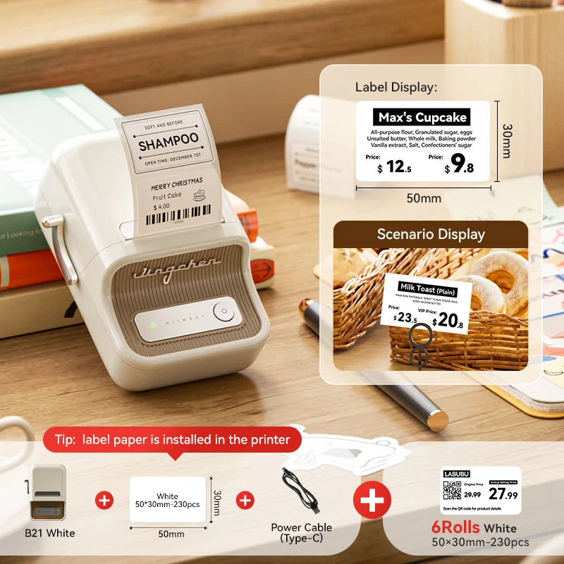 Stampante termica mini portatile – Etichette adesive Bluetooth 20‑50 mm