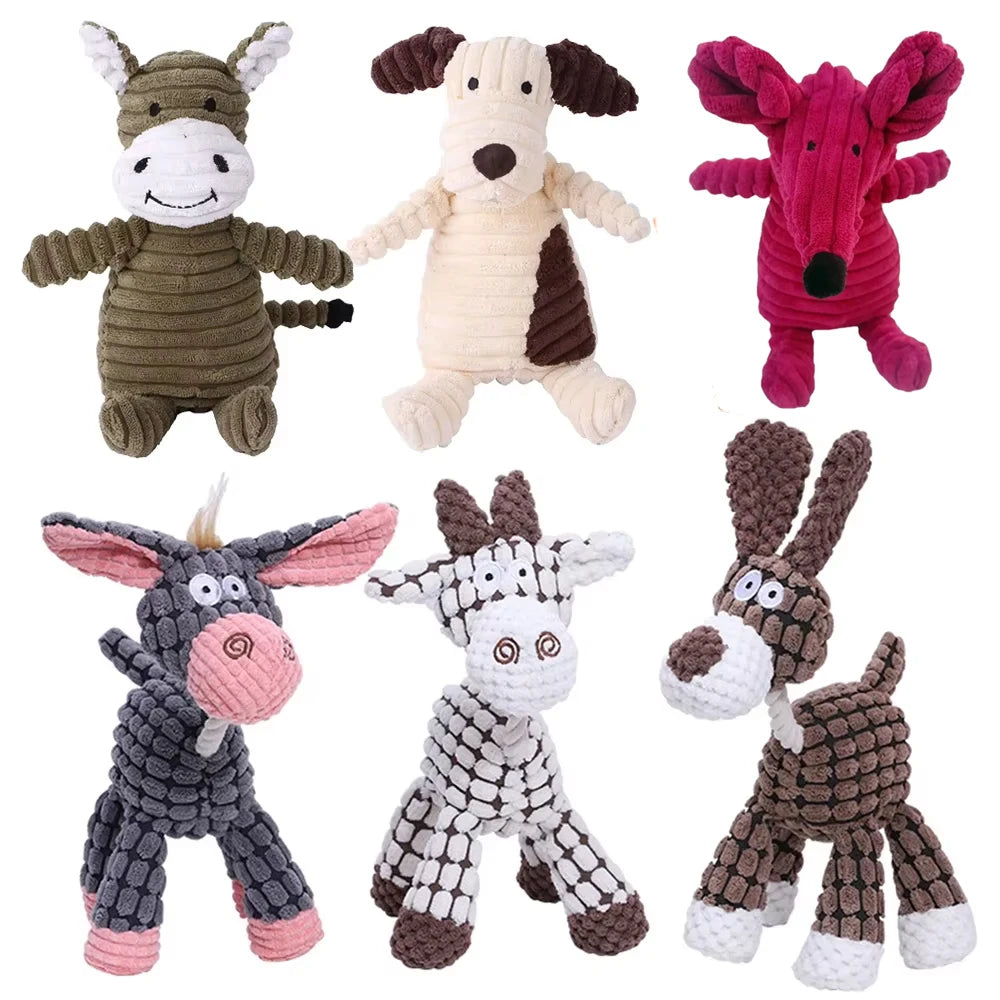 Giocattolo peluche a forma di animale per cani – morso resistente e suono