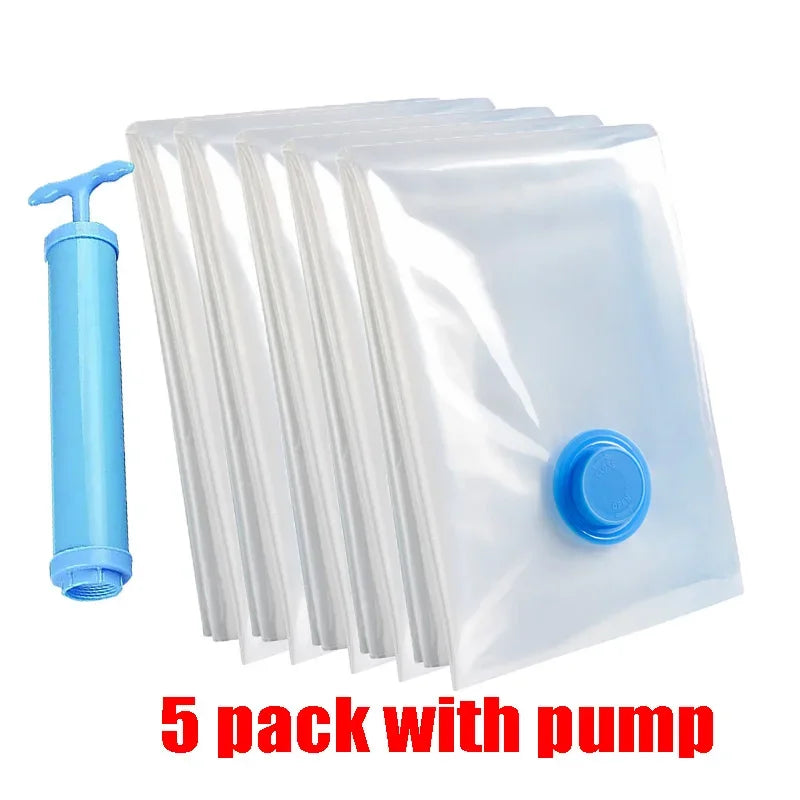 Vacuum Bag for Clothes, Air Vacuum Bag with Pump, Travel Essentials, Space Saver Bags for Comforters Blankets Storage Organizer