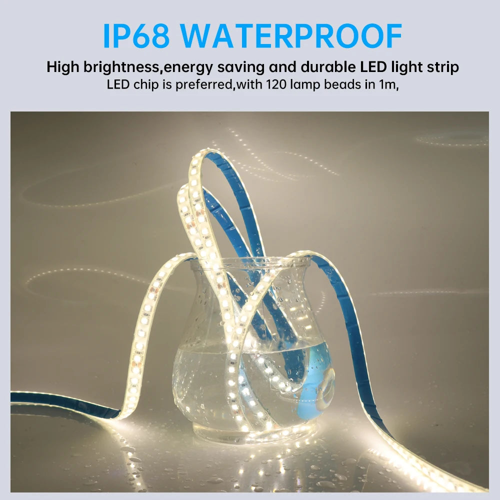 Striscia LED 2835 IP68 Waterproof 12V/24V 120LED/m Flexibile e Tagliabile