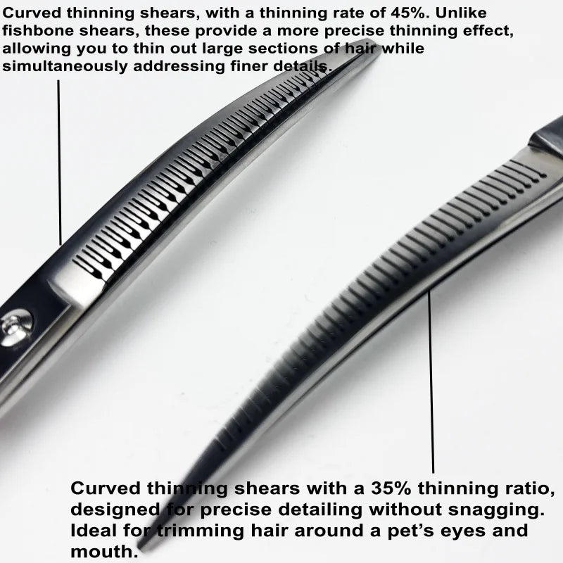 Wingsbro 8 Inch Dog Curved Drooming Scissors, New Style Pet Curved Thinning Scissors Curved Shark Scissors For Dog Hair Trimming