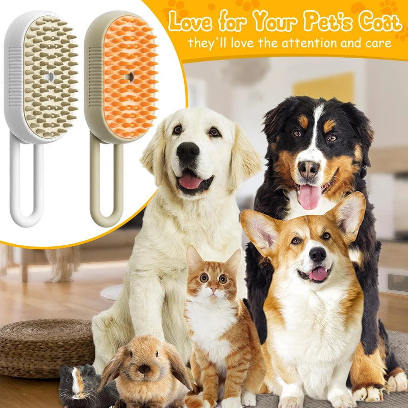 Spazzola a vapore 3‑in‑1 per gatti e cani – Cura del pelo e massaggio