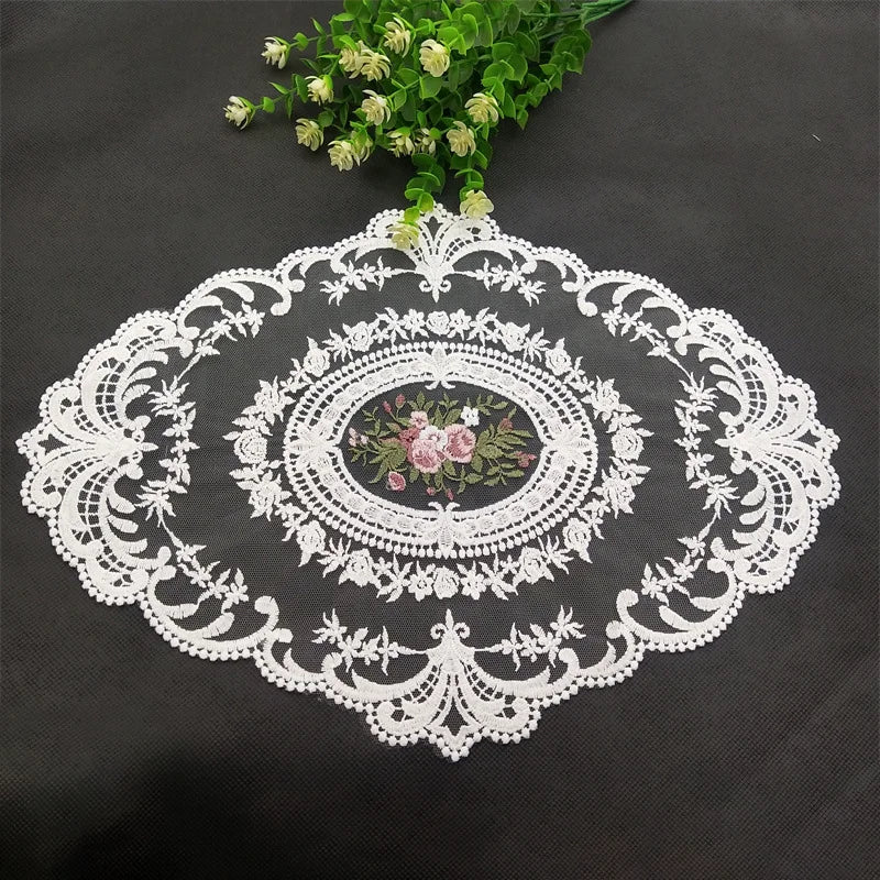 Large Beige Retro Lace Placemats, French Crochet Doilies, Handmade Embroidered Table Mats, Place Mats Cup Mat