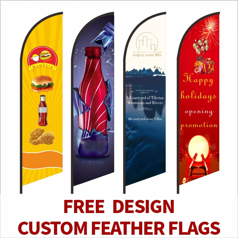 Beach Feather Flag Graphic Customized Printing Banner Free Design Promotion Opening Celebration Outdoor Advertising Decoration