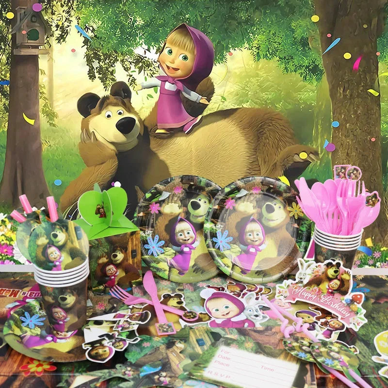 Decorazioni per festa di compleanno Masha e Orso – Palloncini cartoon, set 24…