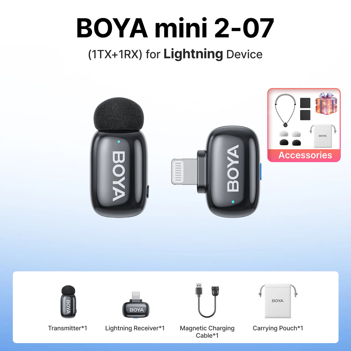 Microfono Lavalier Wireless Mini – Riduzione Rumore AI, iPhone e Android
