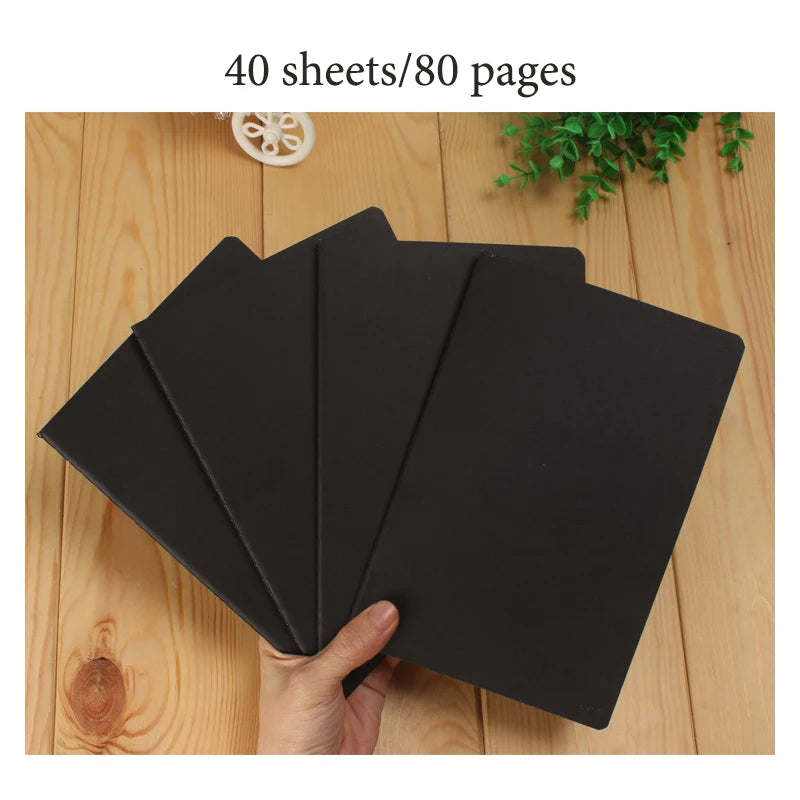 Set 5 quaderni A5, B5 e A4 con copertina kraft nera – 36 fogli