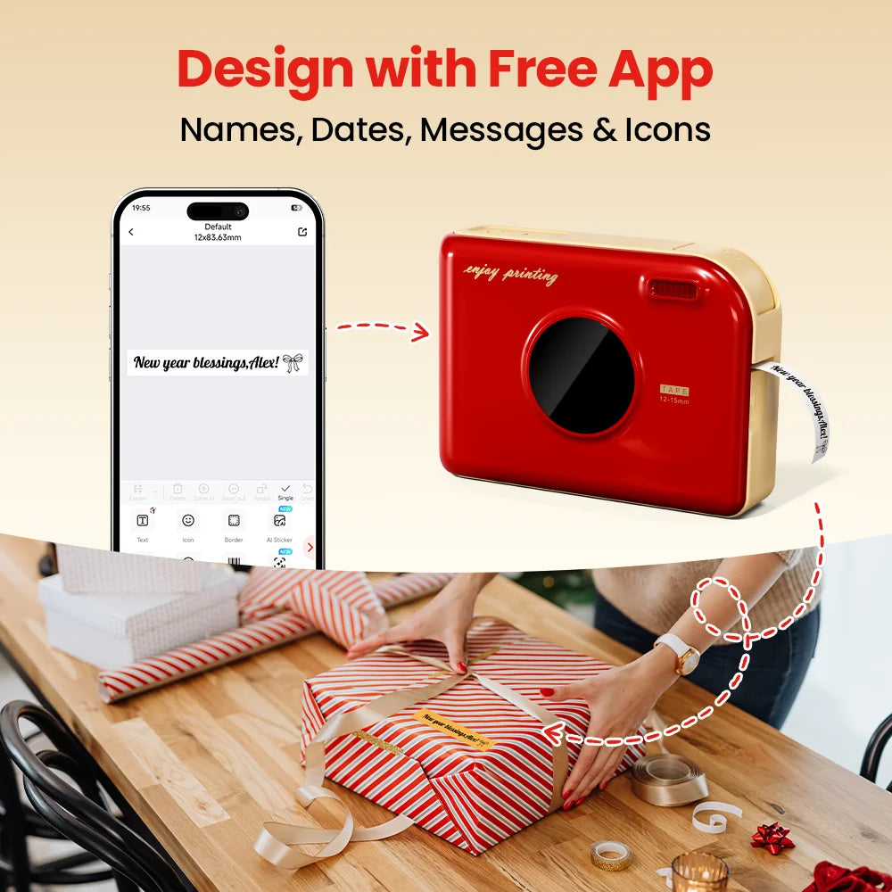 Stampante portatile Bluetooth per nastri e etichette personalizzate
