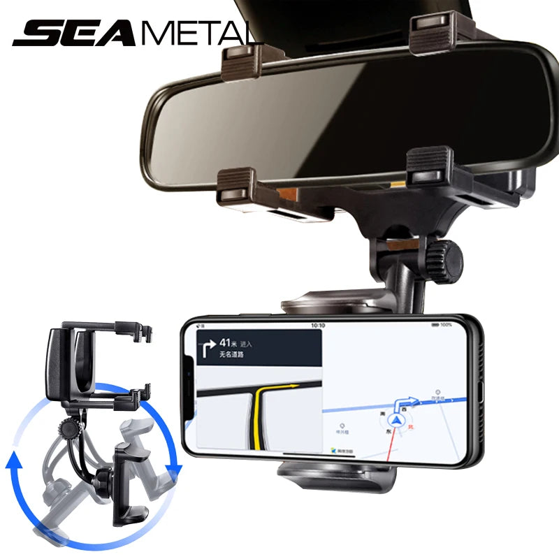 Supporto per smartphone da retrovisore auto con rotazione libera e presa stabile