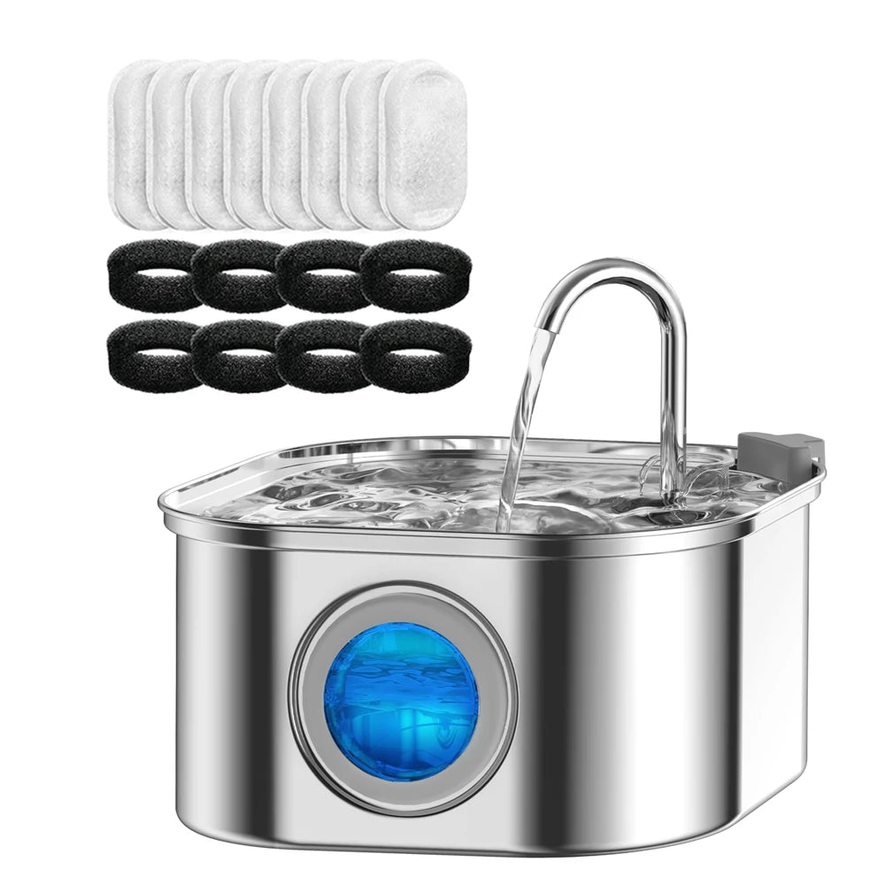Fontanella per gatti 3,2 L in acciaio inox con finestra, sensore silenzioso e…
