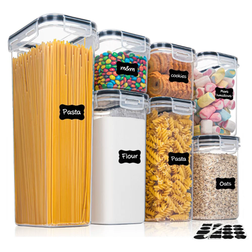 Set da 7 contenitori ermetici in plastica BPA free con etichette e penna