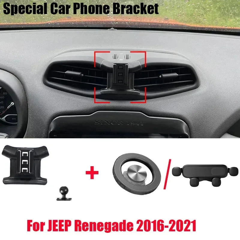 Supporto per telefono auto Jeep Renegade 2016-2021, base magnetica pieghevole