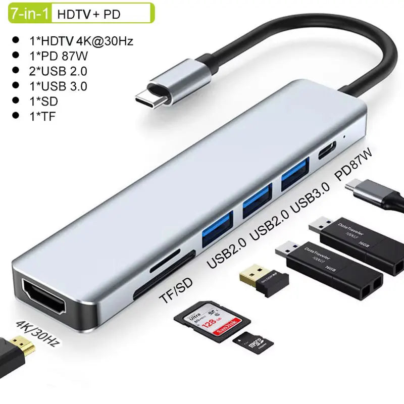 Hub USB‑C 5 porte con HDMI 4K e Power Delivery fino a 87 W