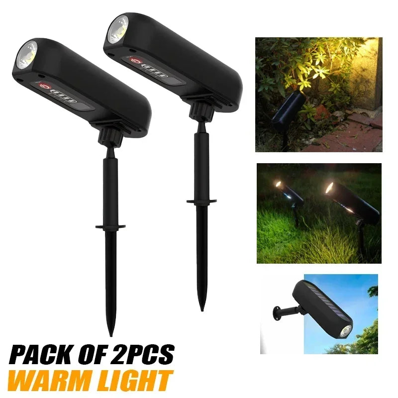 Spotlight solare 2‑in‑1 LED verde/calda IP65 per giardino e parete