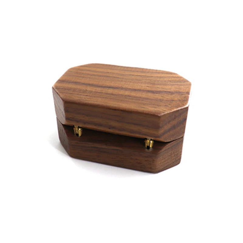 Vintage Black Walnut Wood Jewelry Box Ring Earrings Ring Jewelry Box Wedding Ring Box