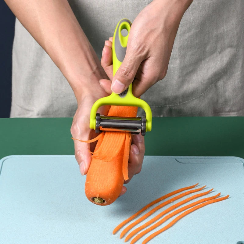 Sbucciatore 3 in 1 Rotante per Frutta e Verdura – Taglio, Julienne e Grattugia