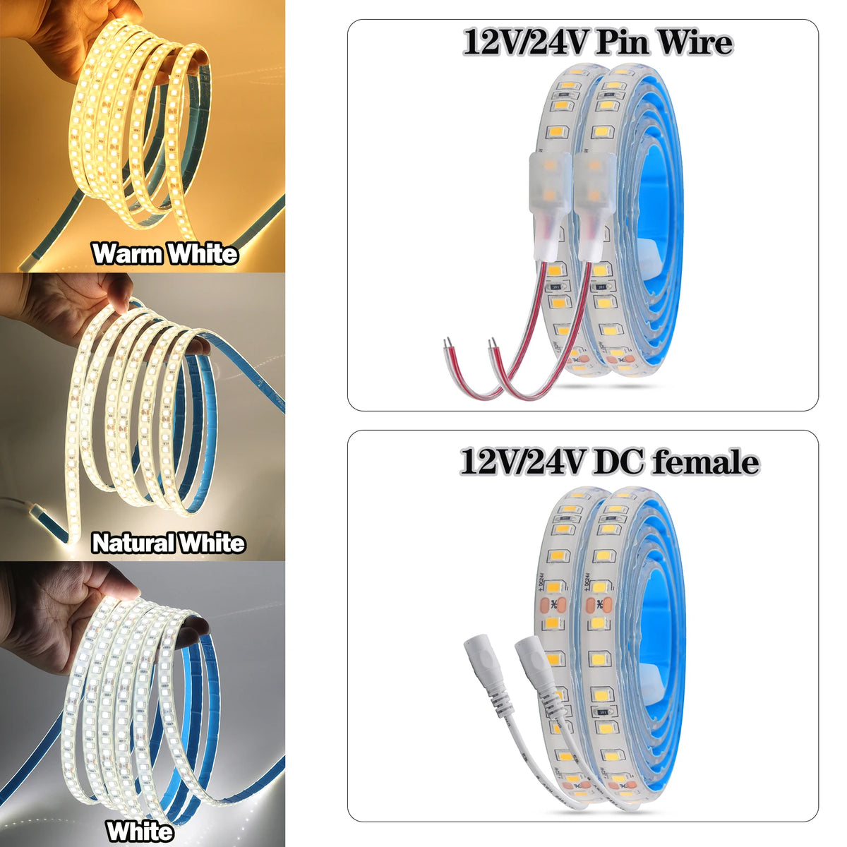 Striscia LED 2835 IP68 Waterproof 12V/24V 120LED/m Flexibile e Tagliabile