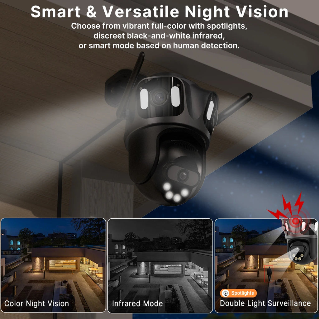 WONSDAR Outdoor Wifi PTZ Camera Three Lens or Dual Lens IP Camera Auto Tracking Color Night Vision Video Surveillance CCTV ICsee