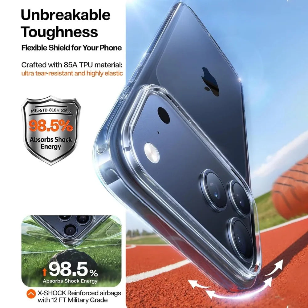 Ultra Slim Transparent Case for iPhone 18 17 16 15 14 13 12 11 Pro Max Case Crystal Clear  Anti-Yellowing Military-Grade Cover