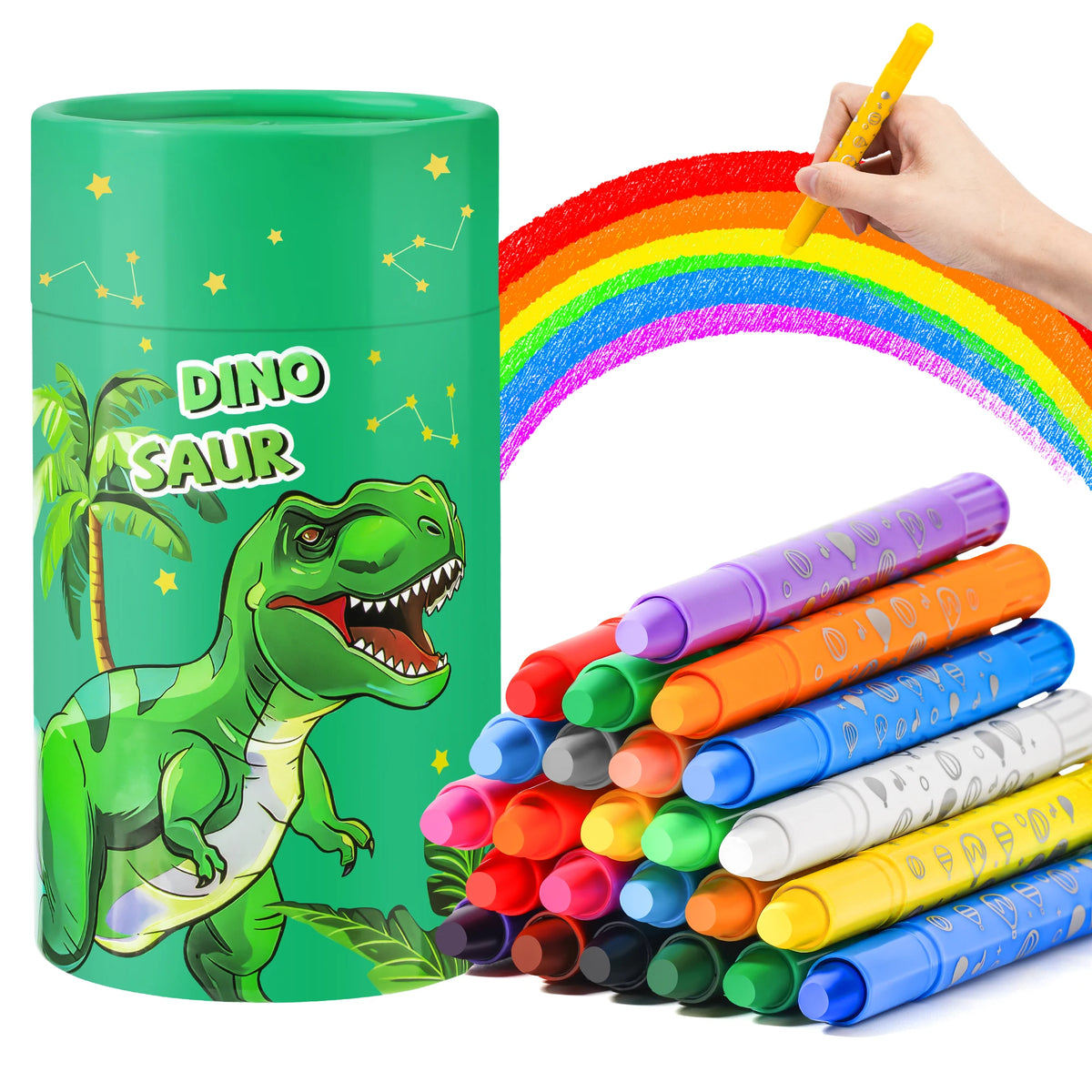 Set di 12 Pastelli Cera Lavabili ed Erasabili per Bambini – Regalo Scuola