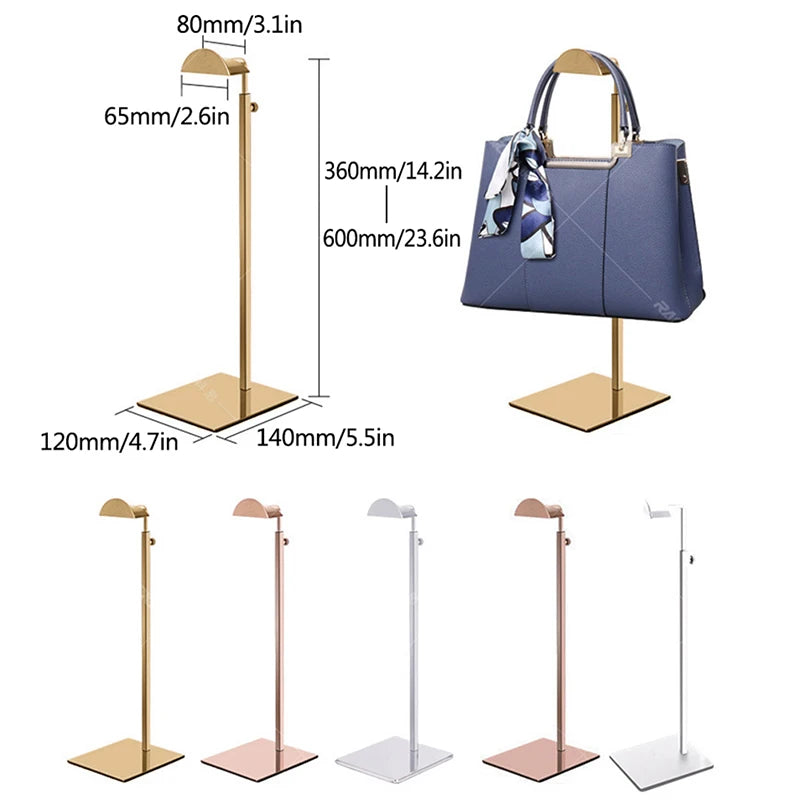 Espositore a sospensione regolabile in oro/argento per borse e pochette