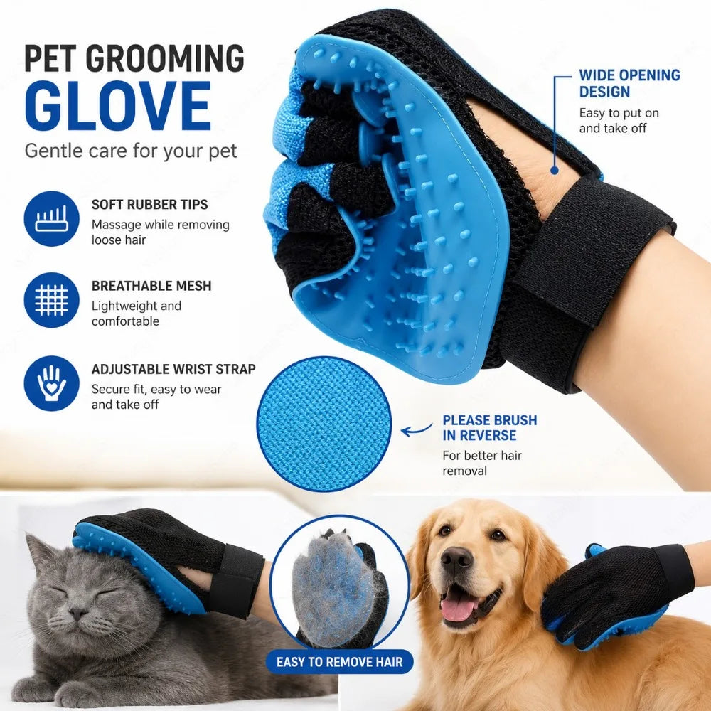 Guanti silicone per toelettatura – rimuove peli e controlla perdita cani e gatti