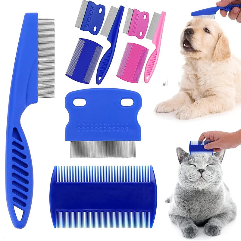 Set 3 Pettini per Toelettatura Cani e Gatti con Denti Arrotondati