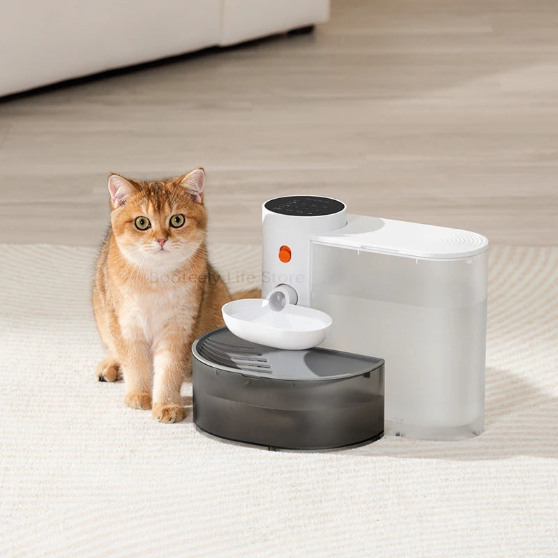 Fontana d'Acqua per Gatti e Cani Piccoli con Alimentatore Automatico a Batteria
