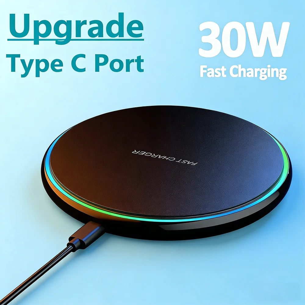 Caricatore wireless 30W per iPhone, Samsung, Xiaomi e altri dispositivi Qi