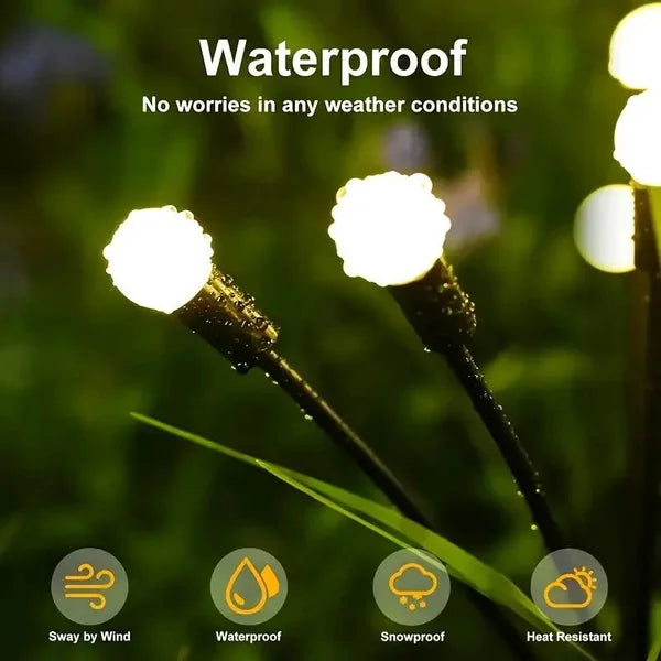 Lampada solare da giardino con luce a lucciole, LED, resistente all’acqua