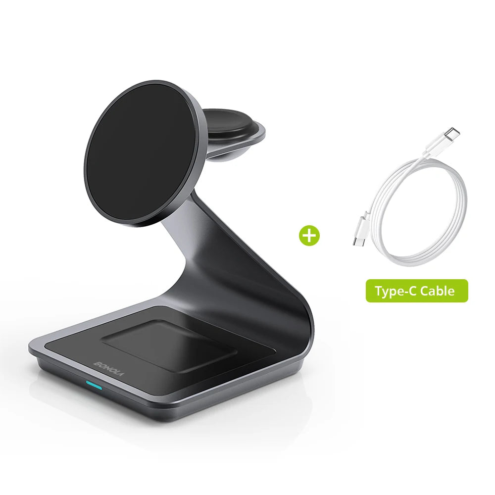 Caricatore wireless 3 in 1 magnetico 30W per iPhone, Apple Watch e AirPods