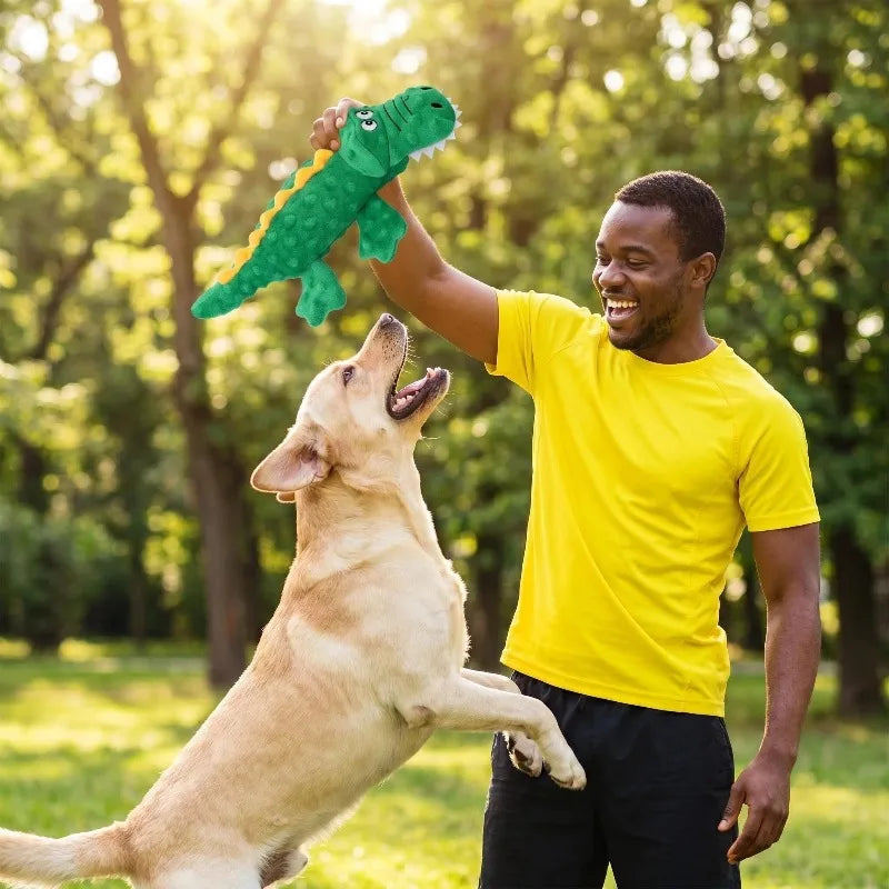 Gioco Morbido di Peluche a Forma di Coccodrillo con Squeak per Cani e Gatti