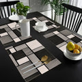 Set da 4 tovagliette in lino geometrico nero e grigio – per tavola, cucina e…