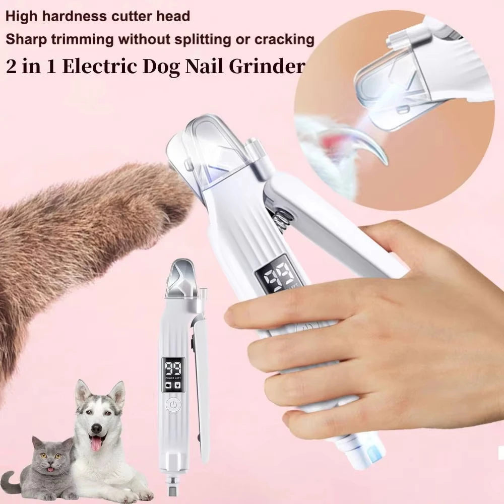 Trimmer elettrico 2 in 1 per unghie di cani e gatti con luci LED