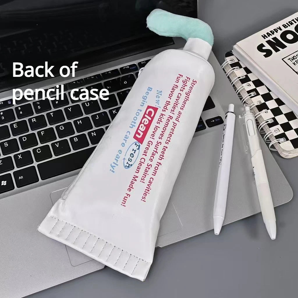 Trousse à crayons en forme de tube de dentifrice, organisateur de papeterie pliable mignon, porte-stylo de rangement de bureau pour fournitures scolaires et de bureau
