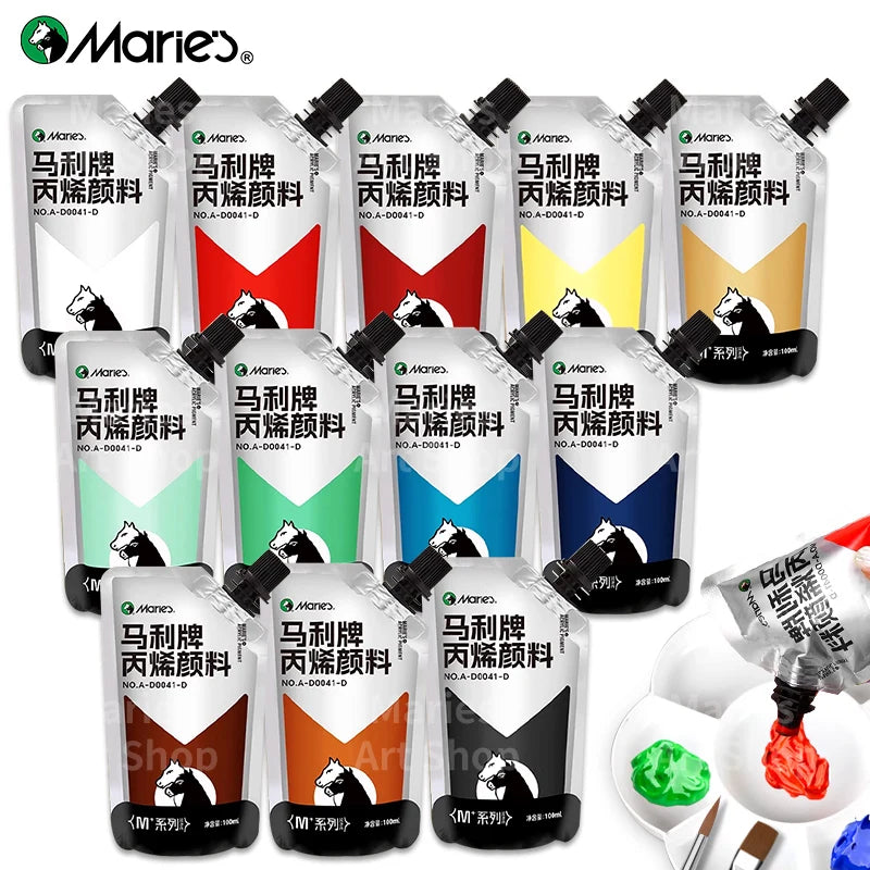12-color acrylic paint set 100ml each – vibrant hues for canvas, wood, stone and crafts
