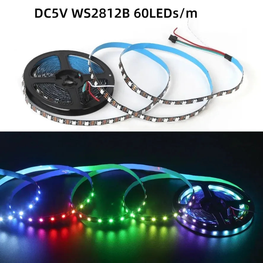 Striscia LED RGBIC WS2812B 5050, 30/60/144 LED/m, DC5V, IP30/IP65/IP67
