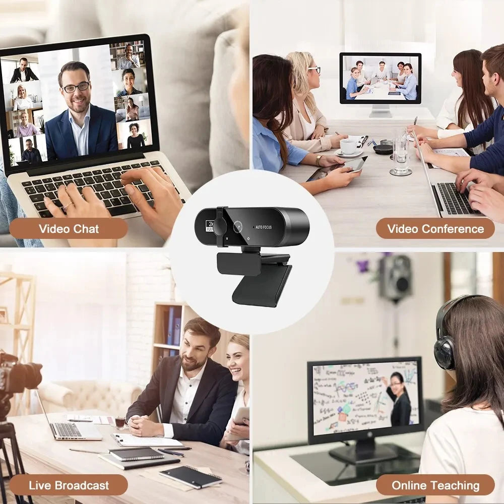 Webcam 4K Ultra HD con Autofocus, Microfono e USB 2.0 – Compatibile PC e Laptop