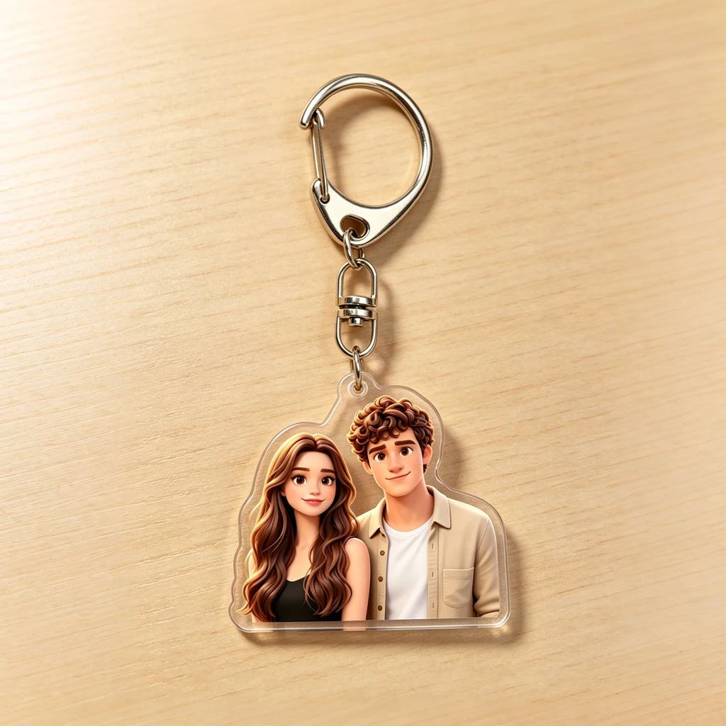 Personalized Acrylic Cartoon Keychain, Custom Photo Keychain, Women Backpack Key Chain, Customized Matching Keychains For Couple