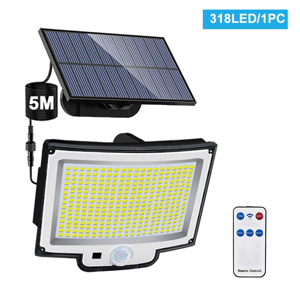 Lampada da Giardino Solare a LED con Sensore di Movimento IP65 – 400 LED, 5 m
