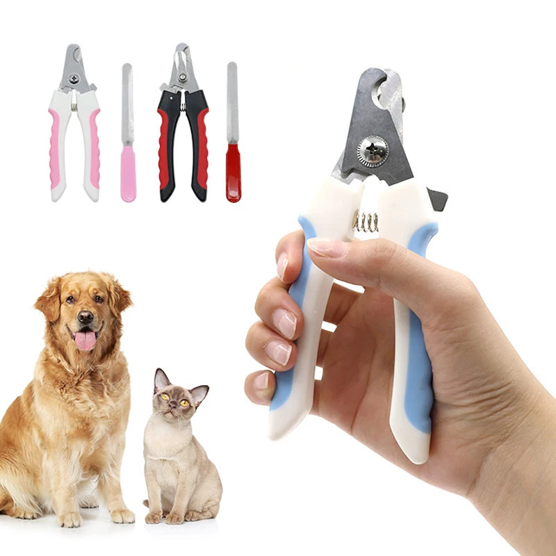 Tagliaunghie in acciaio inox con manico diritto per cani e gatti – set completo