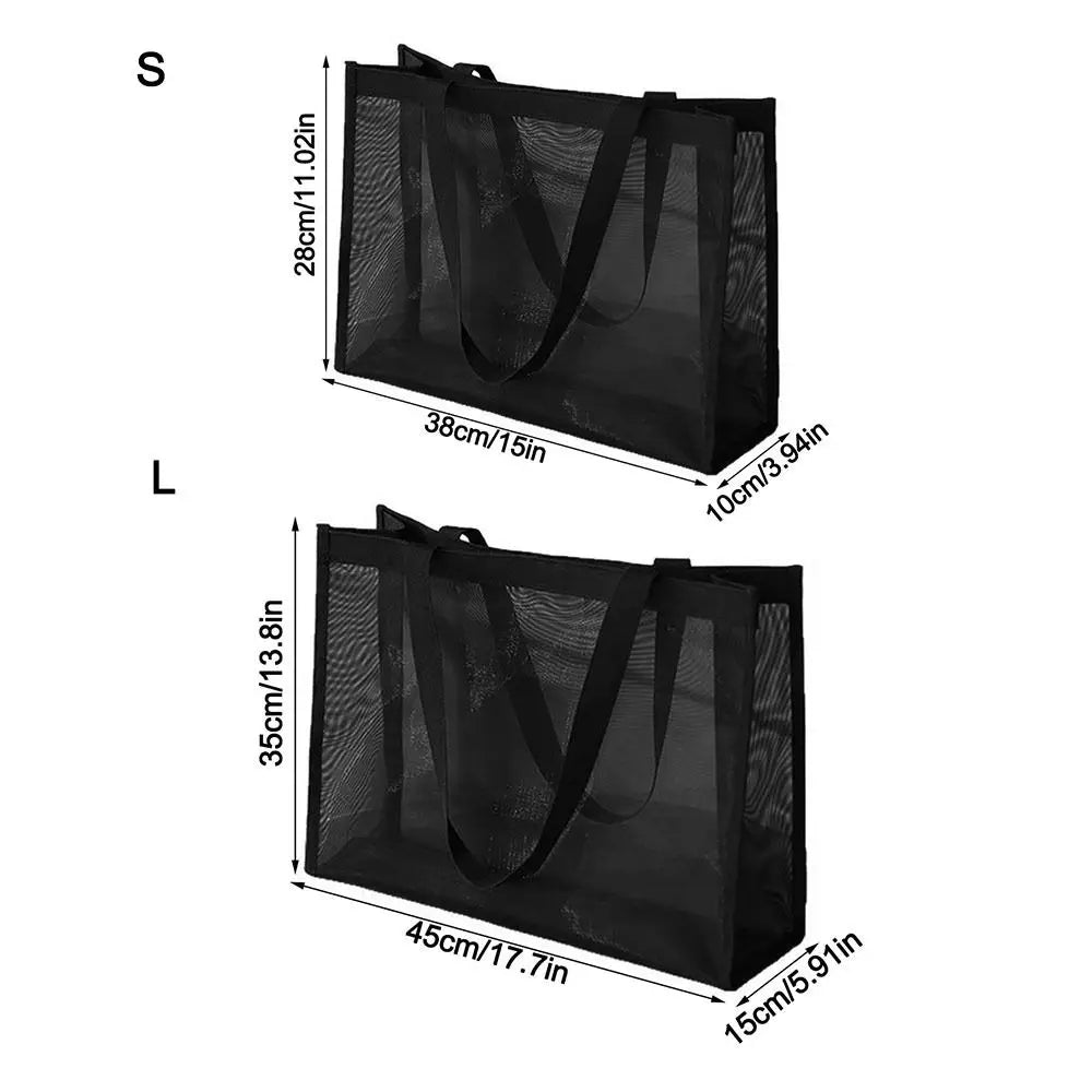 New Mesh Shoulder Bag Large Capacity Transparent Beach Bags Hollow Multifunctional Makeup Storage Bag Travel