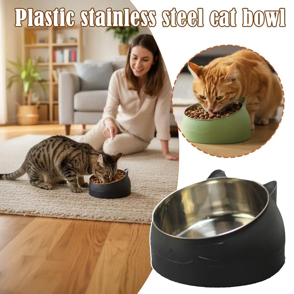 Ciotola per Gatto in Acciaio Inox Inclinata 15°, Base Antiscivolo e Design…